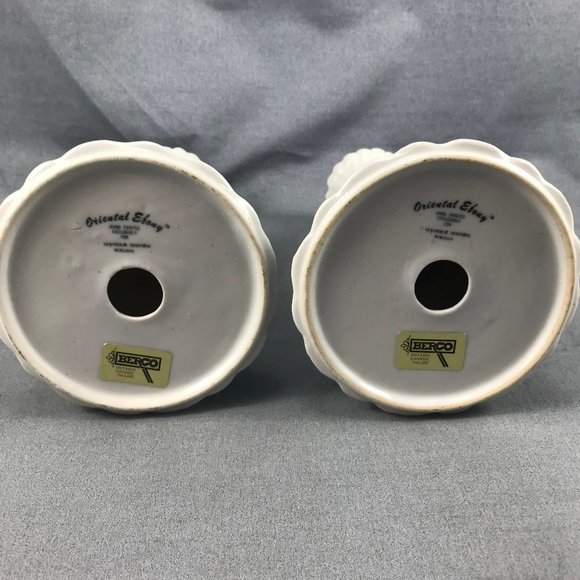 Oriental Ebony Ceramic Candle Holders Seymour Manning Set Berco Canada 1989 - Picture 6 of 10